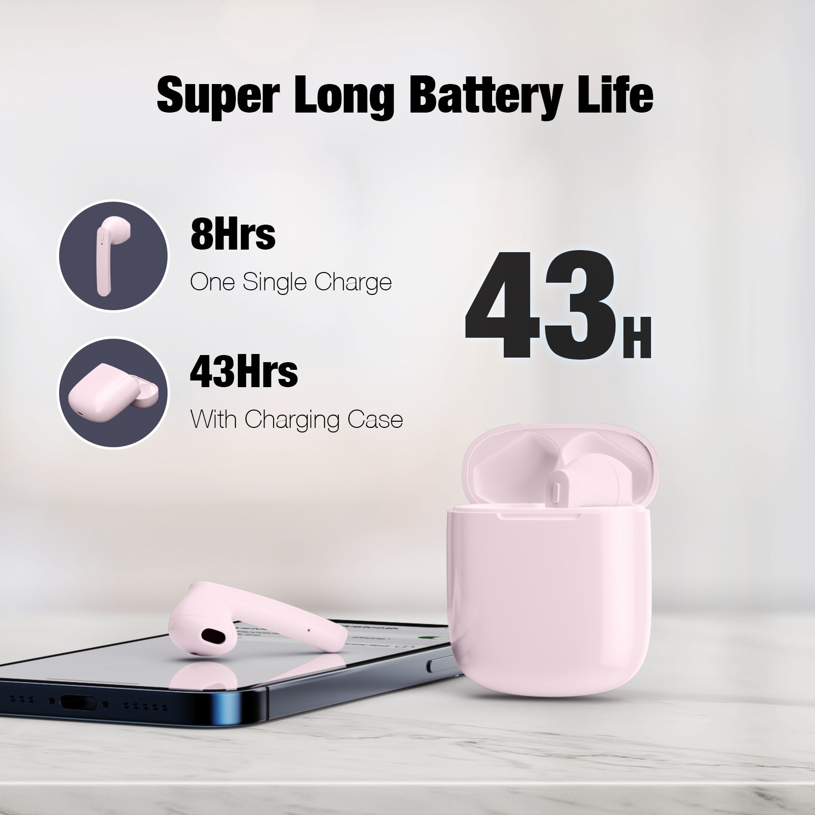 Bluetooth Earbuds T12 Pink